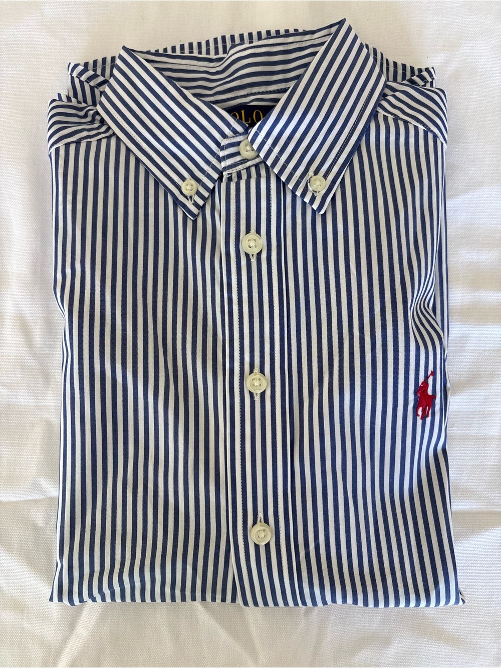 Polo by Ralph Lauren Boys Blue and White Stripe Button-Down Shirt